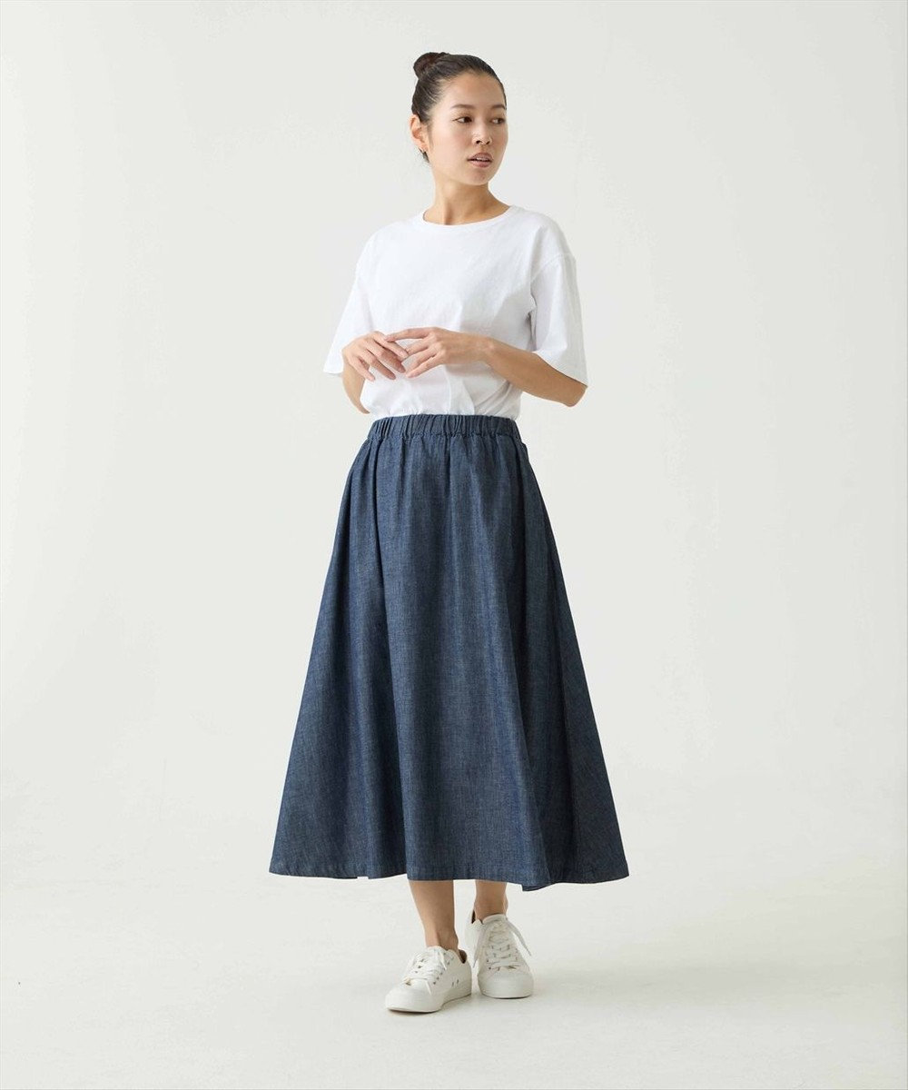 caqu gather skirt ゆったりシルエットデニムスカート 