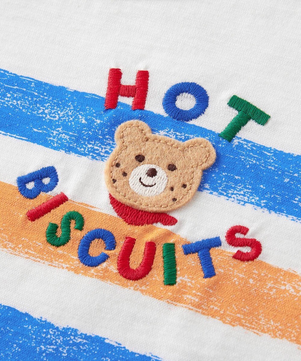 MIKI HOUSE HOT BISCUITS かすれプリント 袖配色 半袖Tシャツ 
