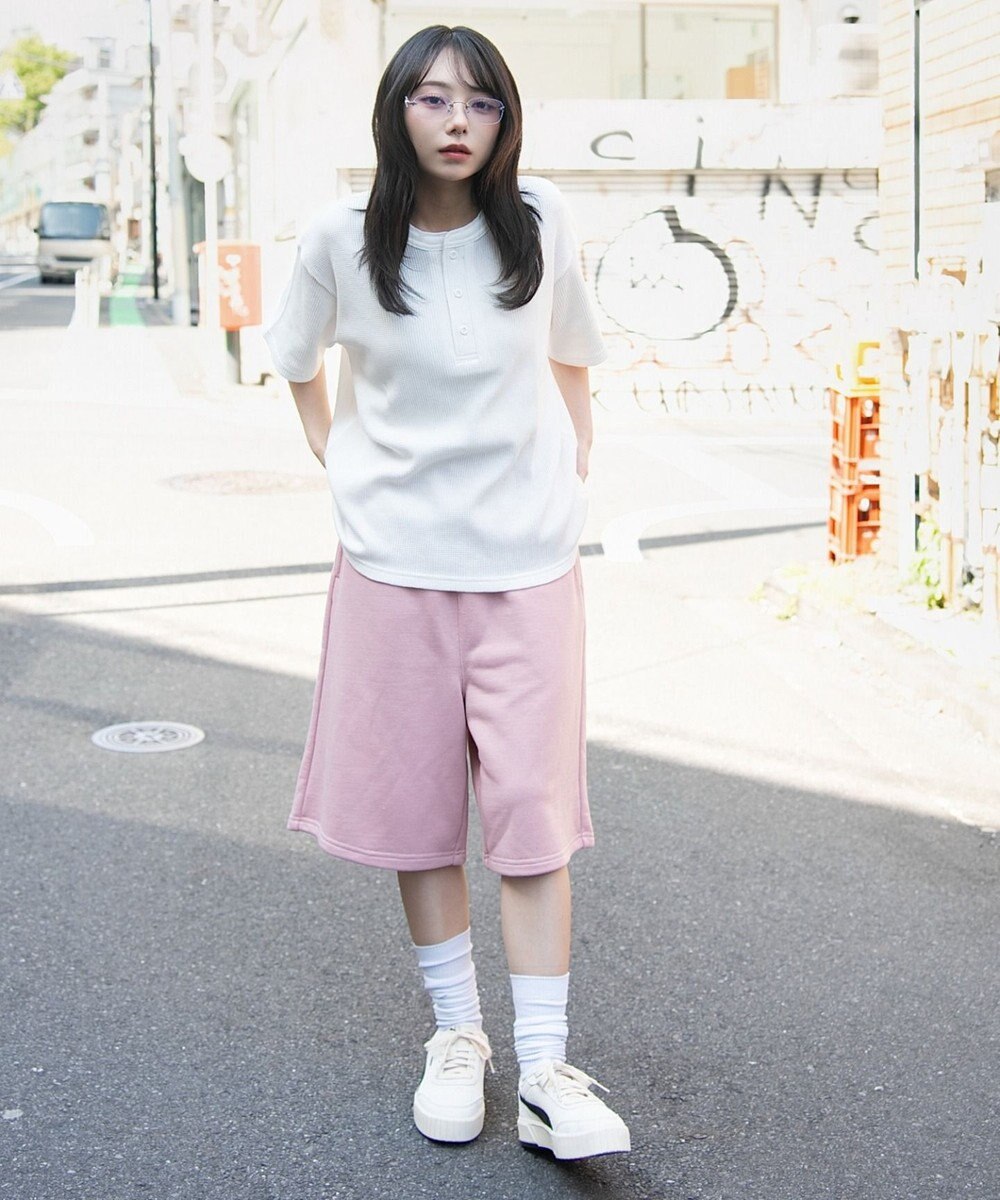 WEGO 【ユニセックス着用ITEM/MLサイズ展開】ワッフルヘンリーネックT（SS） 