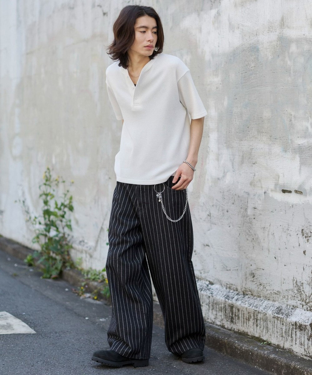 WEGO 【ユニセックス着用ITEM/MLサイズ展開】ワッフルヘンリーネックT（SS） 