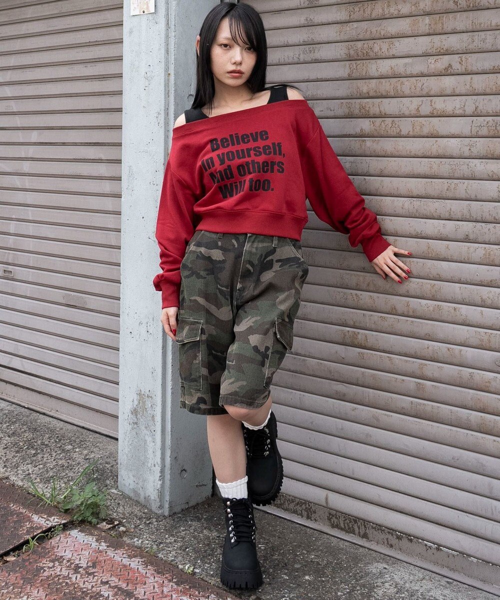 WEGO ドッキングオフショルショートスウェット 