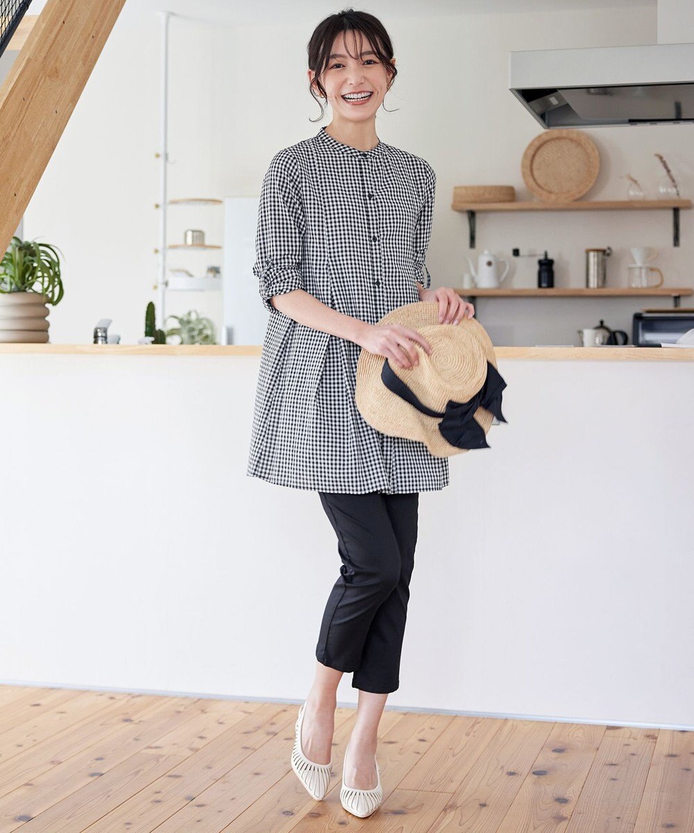 Tiaclasse L 【新色追加】バンドカラーシャツチュニックブラウス 