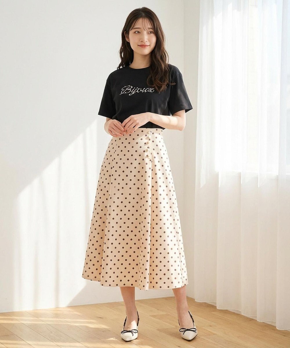 Feroux 【洗える】Bijou刺繍Tシャツ 