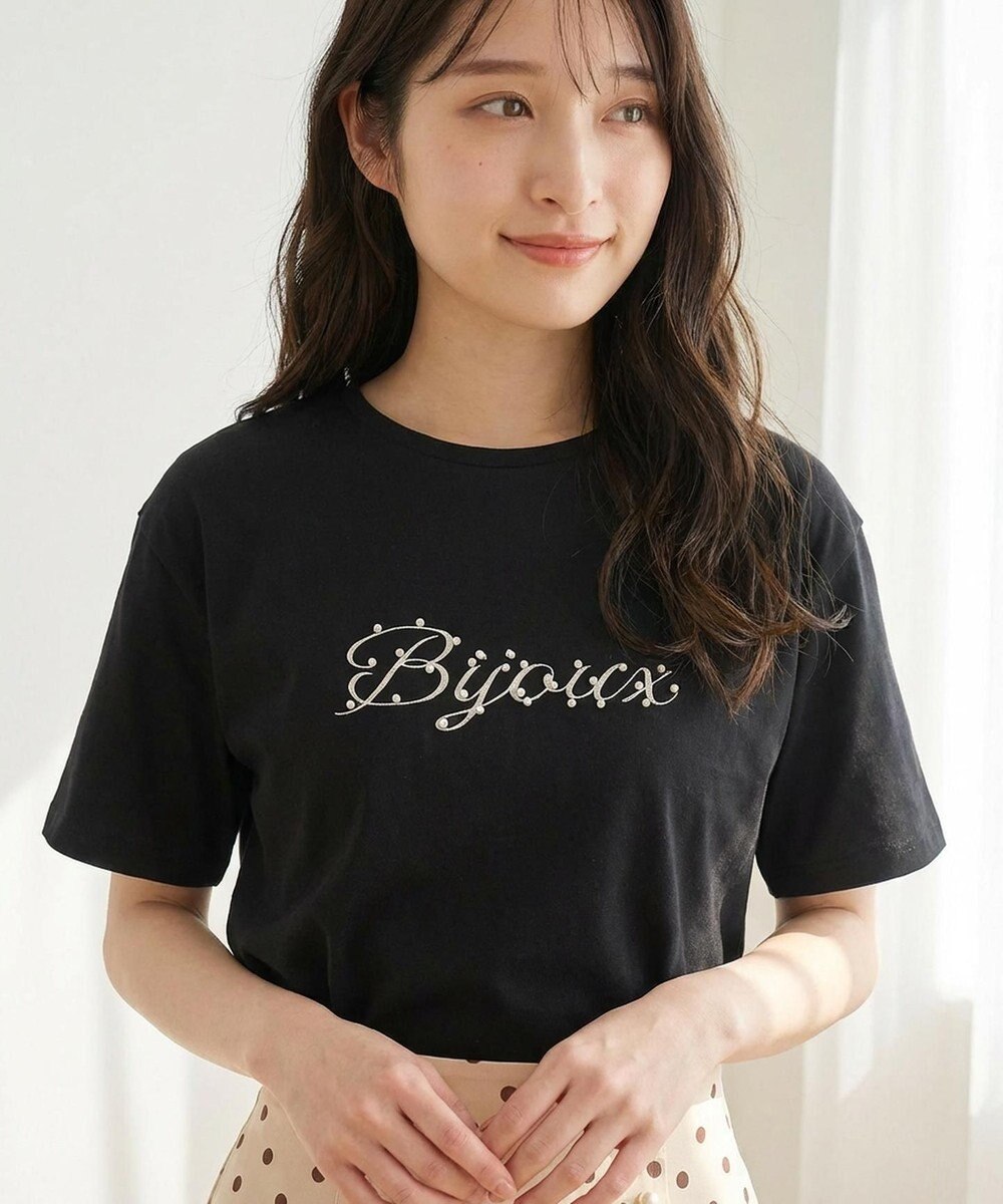 Feroux 【洗える】Bijou刺繍Tシャツ 