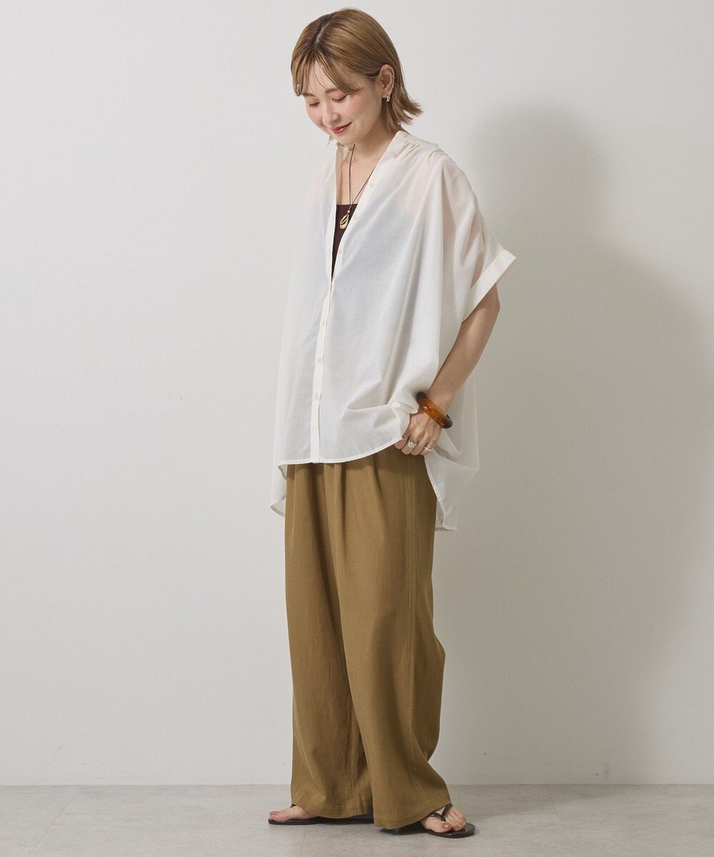 AMERICAN HOLIC イージーケア 接触冷感フレンチスリーブギャザーシャツ 