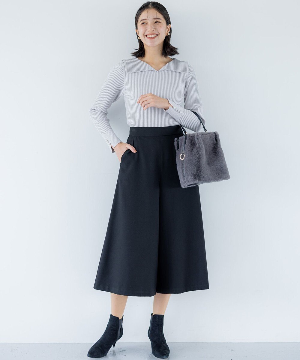 組曲 T/Rツイルストレッチ フレアパンツ 