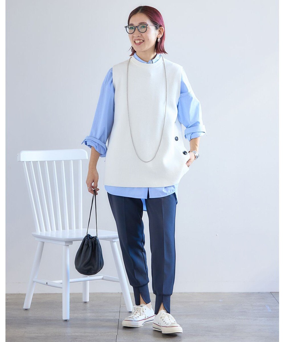 UNFILO 【洗える】サイドボタンニットベスト 