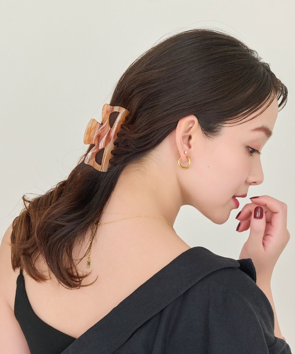 Phoebe マーブルカラーバンスクリップ　ブラウン 