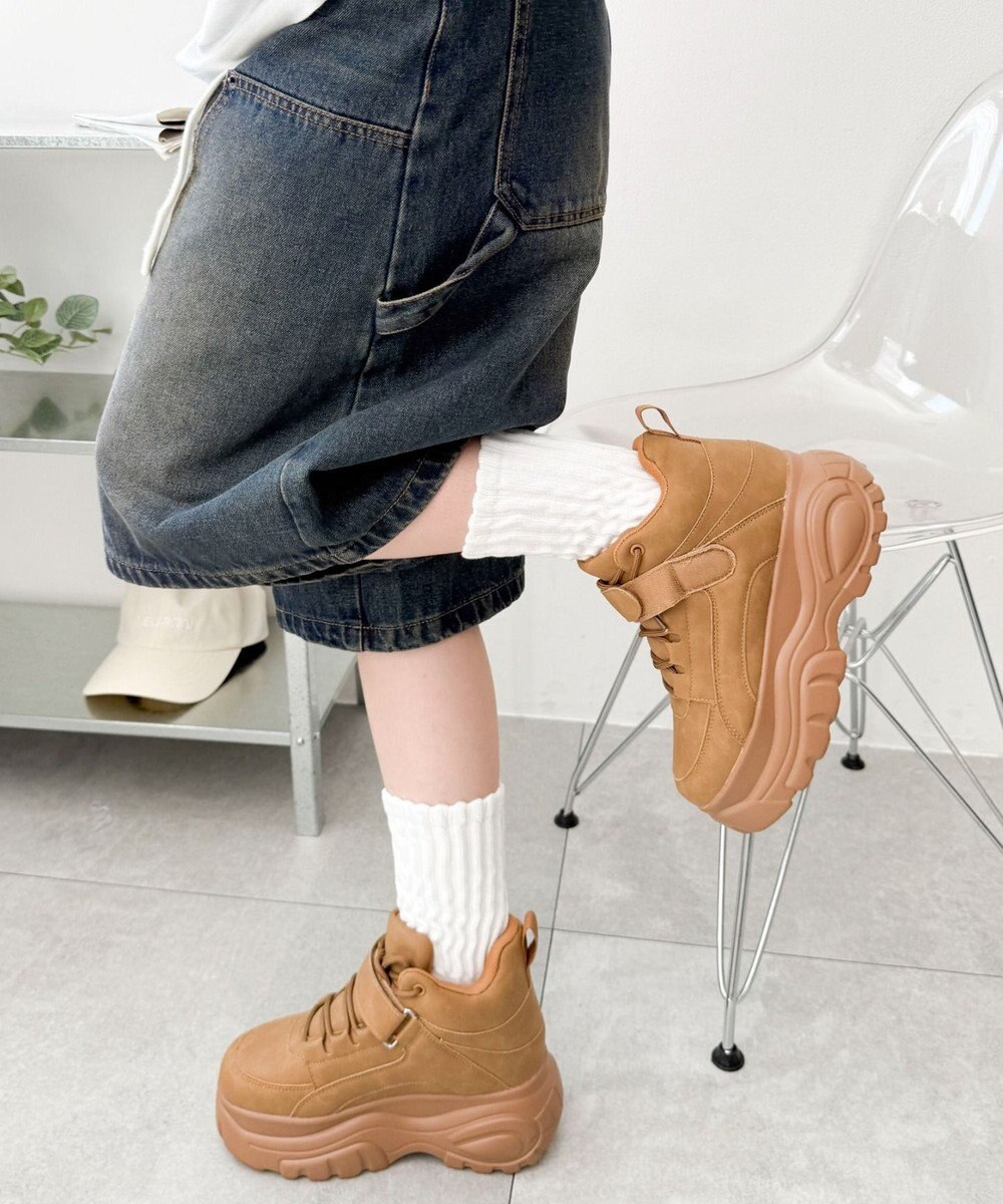 WEGO 【MLサイズ展開】ハイカットベルト厚底スニーカー 