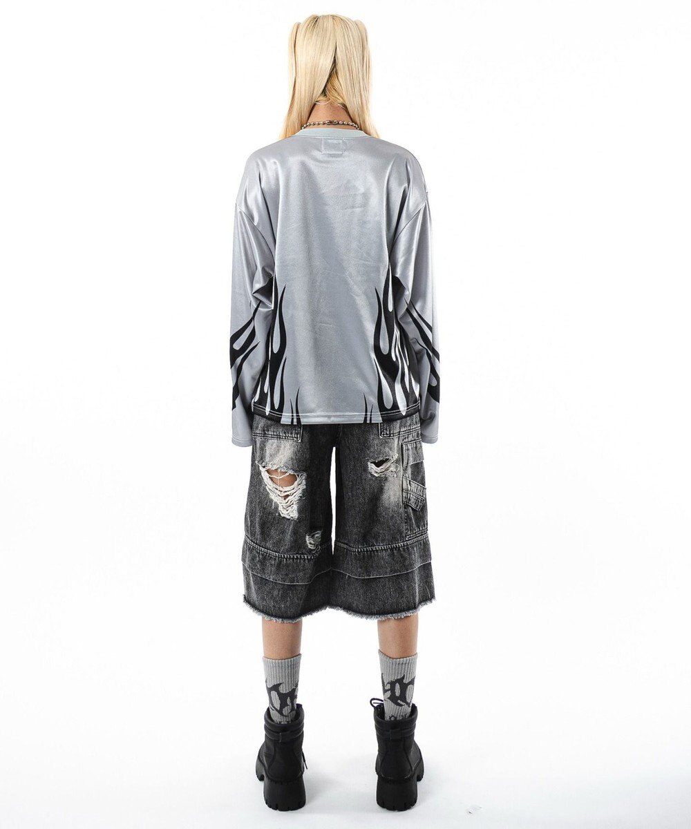 WEGO 【ユニセックス着用ITEM】ファイヤーパターンゲームロゴT（長袖） 