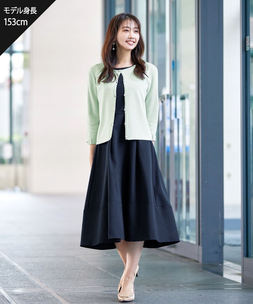 Tiaclasse L 【洗える】ミラノリブ編みが大人上品なリボンニットカーディガン 