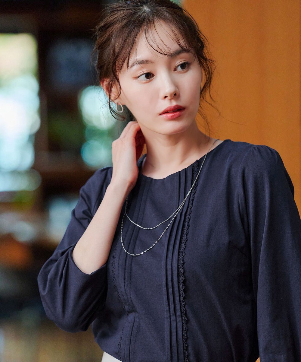 Tiaclasse 【洗える】ピンタックレースカットソーTブラウス 