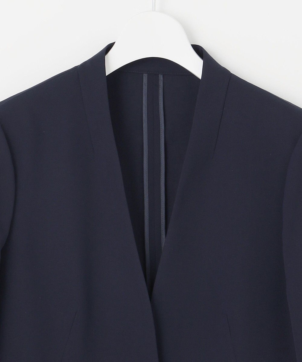 自由区 【セットアップ対応・UVカット・接触冷感・洗える】ライトストレッチノーカラー ジャケット 