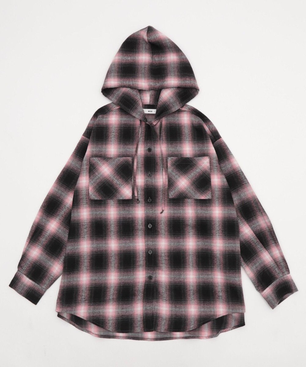 WEGO 【25年秋冬新作】チェックフードBIGネルシャツ 