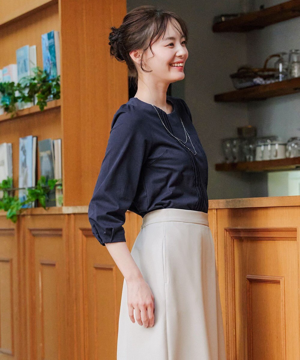 Tiaclasse 【洗える】ピンタックレースカットソーTブラウス 