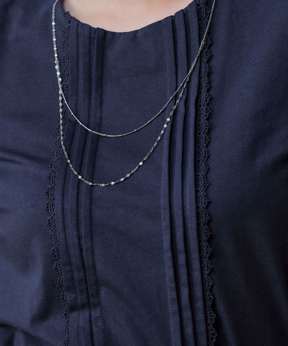 Tiaclasse 【洗える】ピンタックレースカットソーTブラウス 