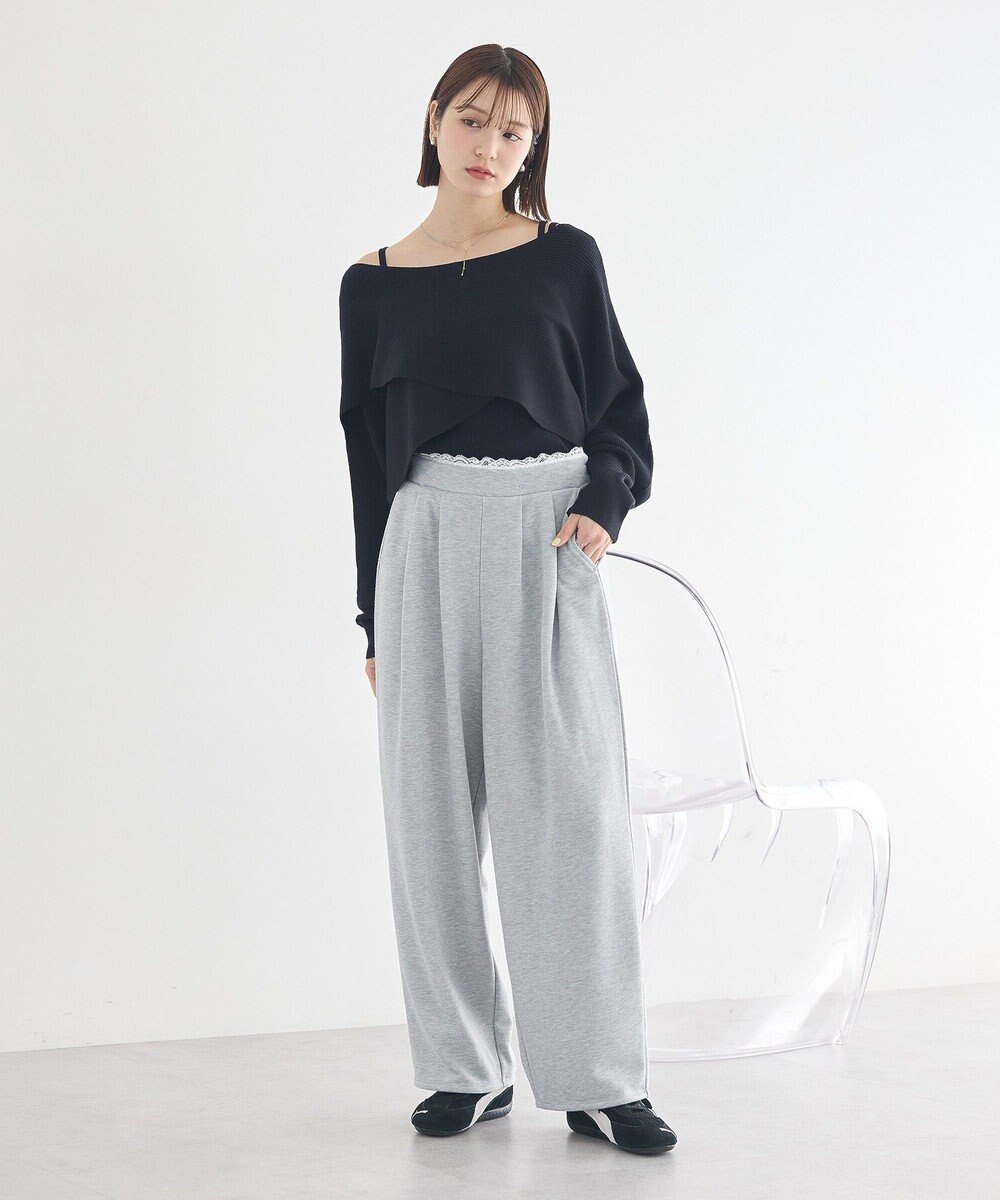 earth music&ecology レースレイヤード風スウェットパンツ 