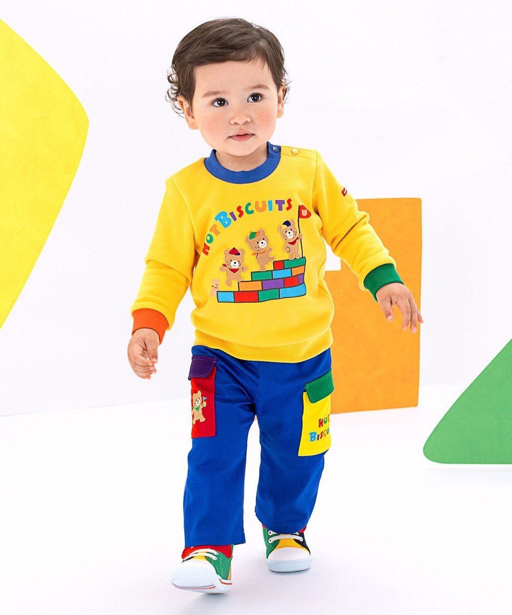 MIKI HOUSE HOT BISCUITS 【80-120cm】 カラフルブロック 裏毛パイル素材 トレーナー 