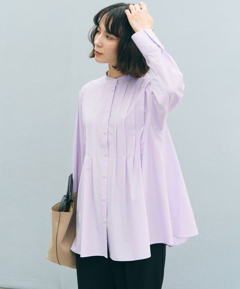 UNFILO 【セレモニー】バンドカラー タックブラウス 