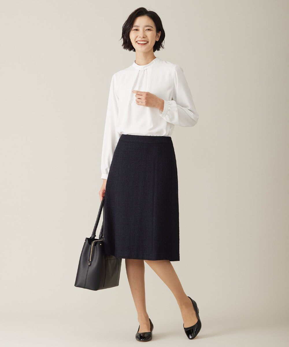 J.PRESS LADIES L 【洗える】ヌーディスバックサテン スタンドカラー ブラウス 