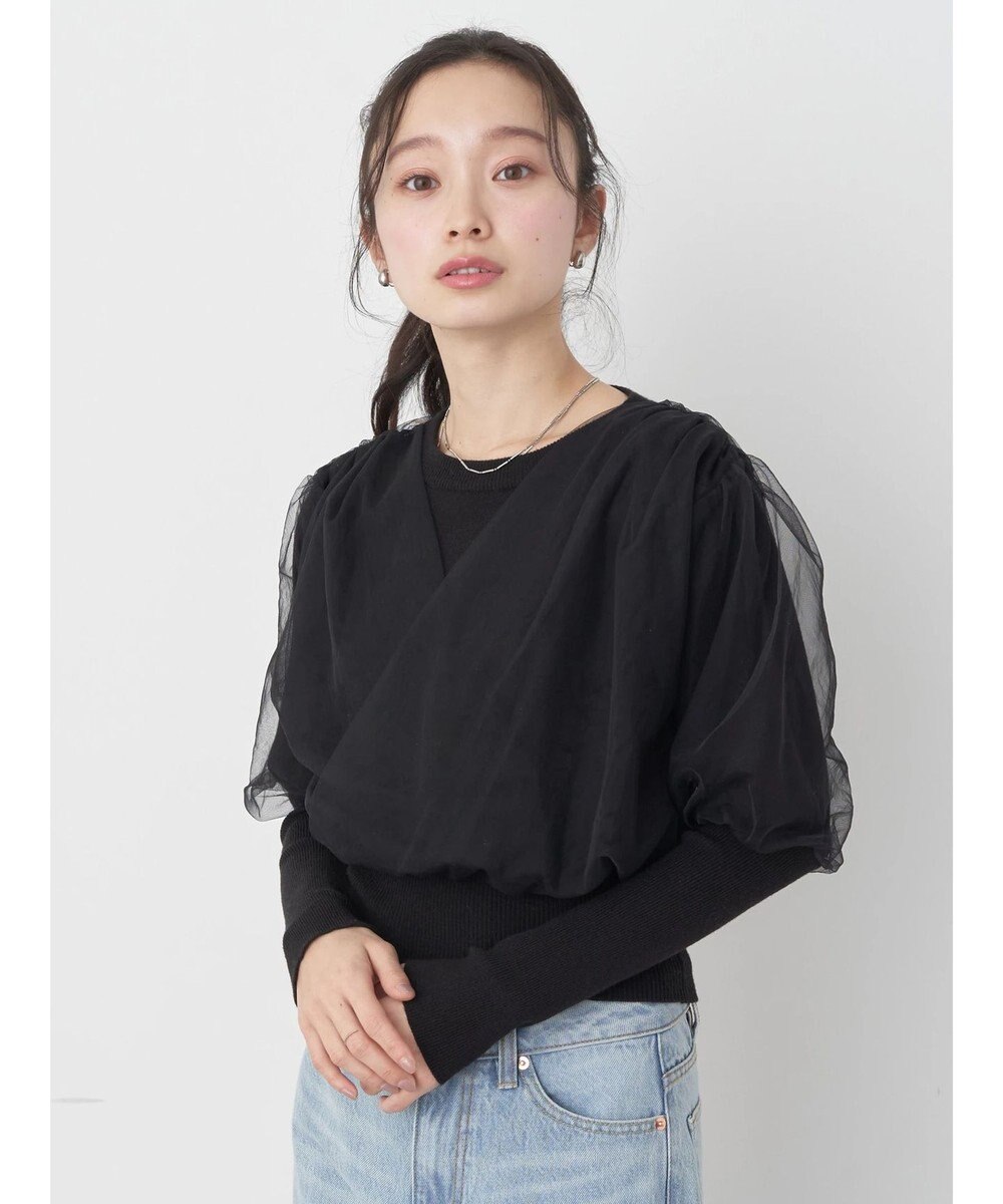 earth music&ecology チュールドッキングニットプルオーバー 