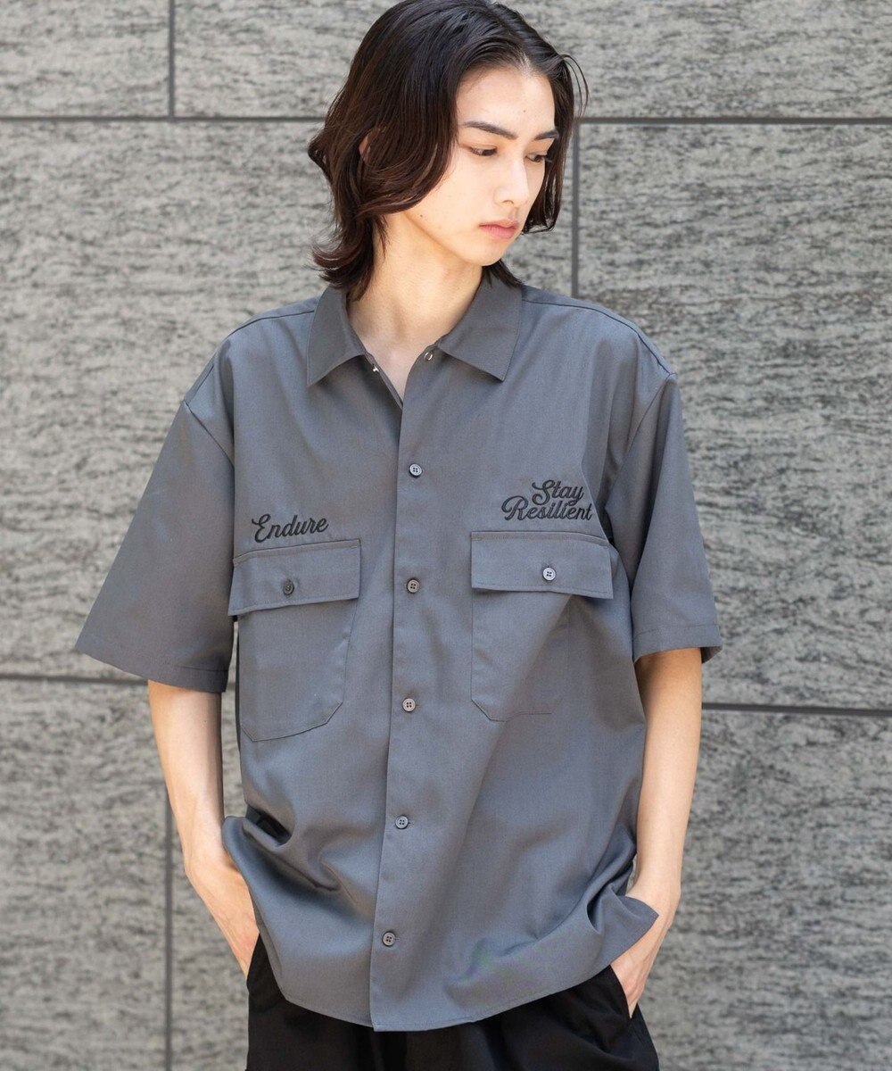 WEGO 【ユニセックス着用ITEM】刺繍ロゴツイルワークシャツ 