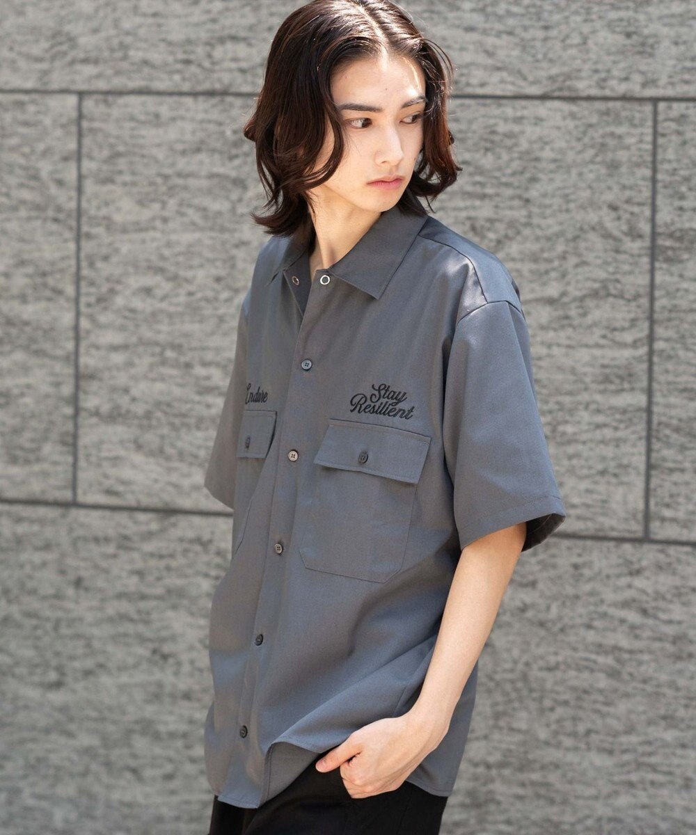 WEGO 【ユニセックス着用ITEM】刺繍ロゴツイルワークシャツ 