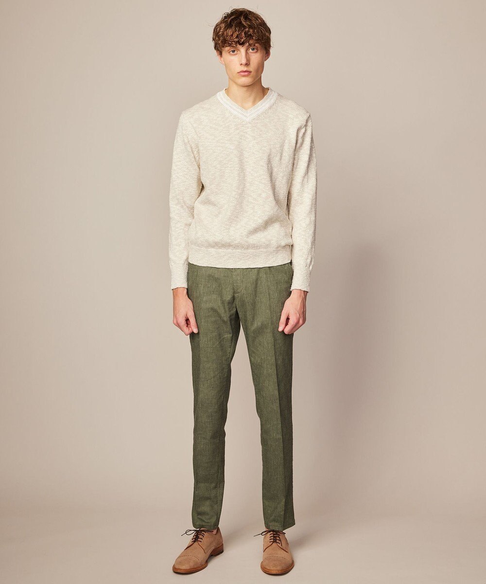 JOSEPH ABBOUD 【キングサイズ・ウエストも伸びる！/ストレッチ】ミックスリネンシャンブレーパンツ 