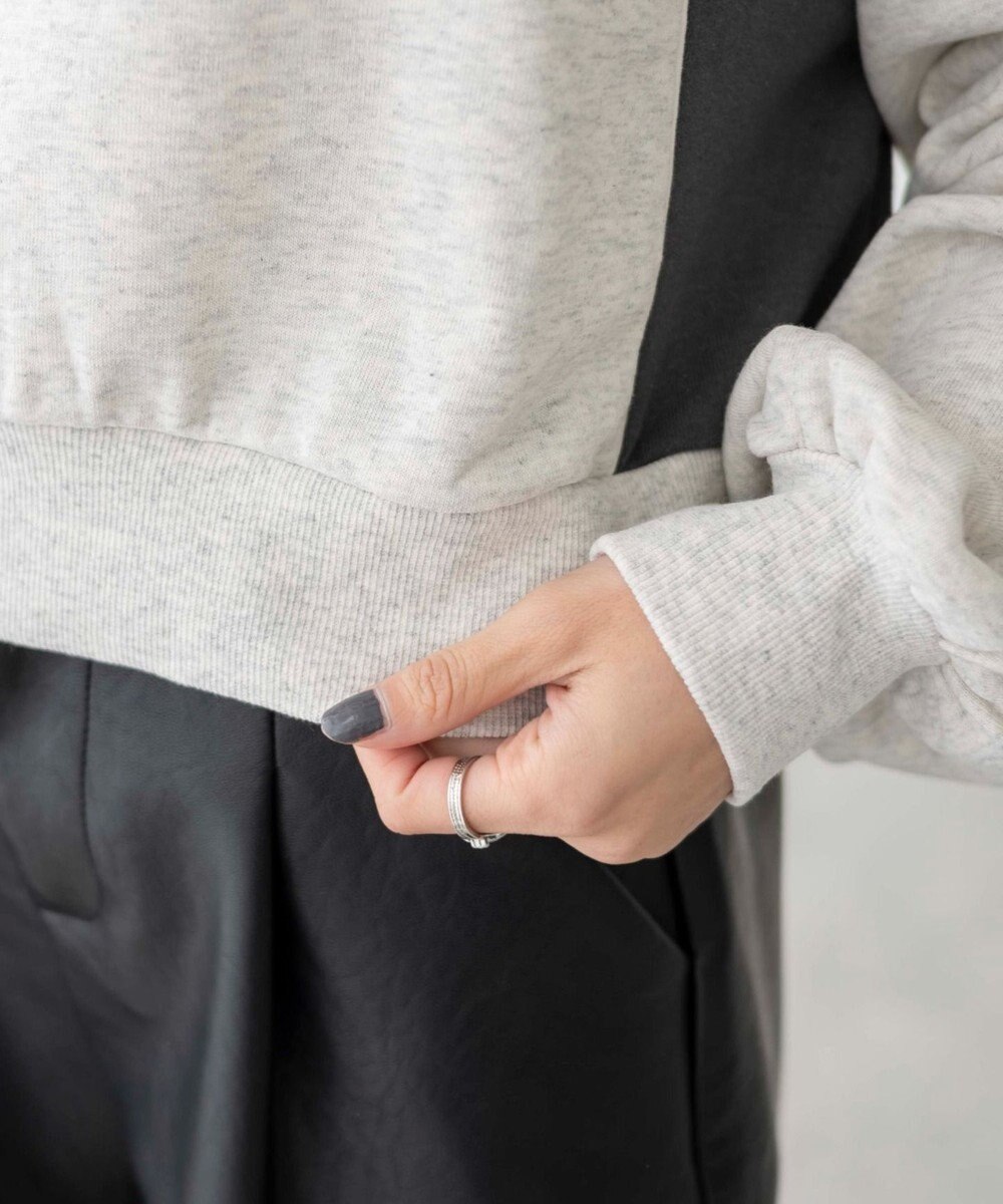 WEGO パイピング切替ショートハーフZIPスウェット 