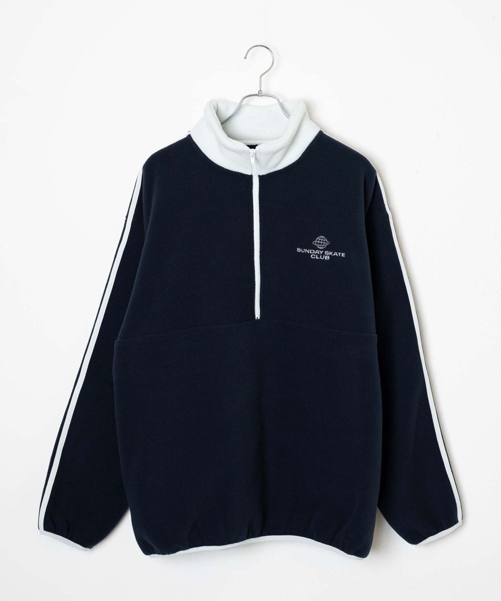 WEGO フリース ワンポイントハーフZIPプルオーバー 