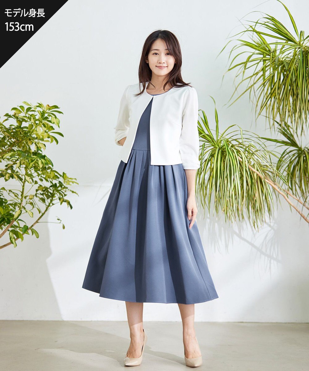 Tiaclasse 【洗える】袖口リボンカットソーボレロカーディガン 