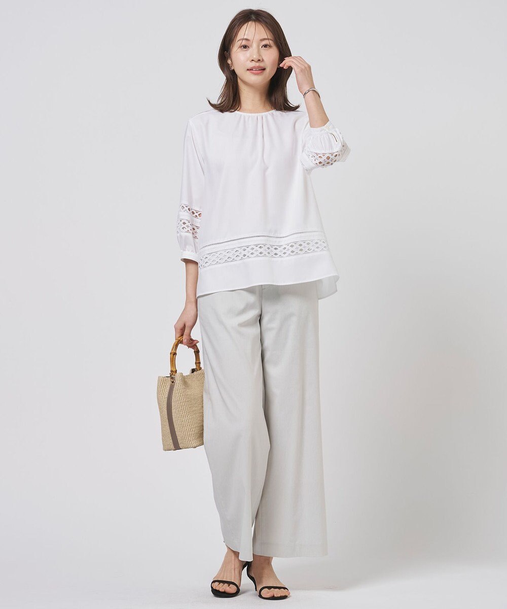 J.PRESS LADIES スパンソフトクロス刺繍 ブラウス 