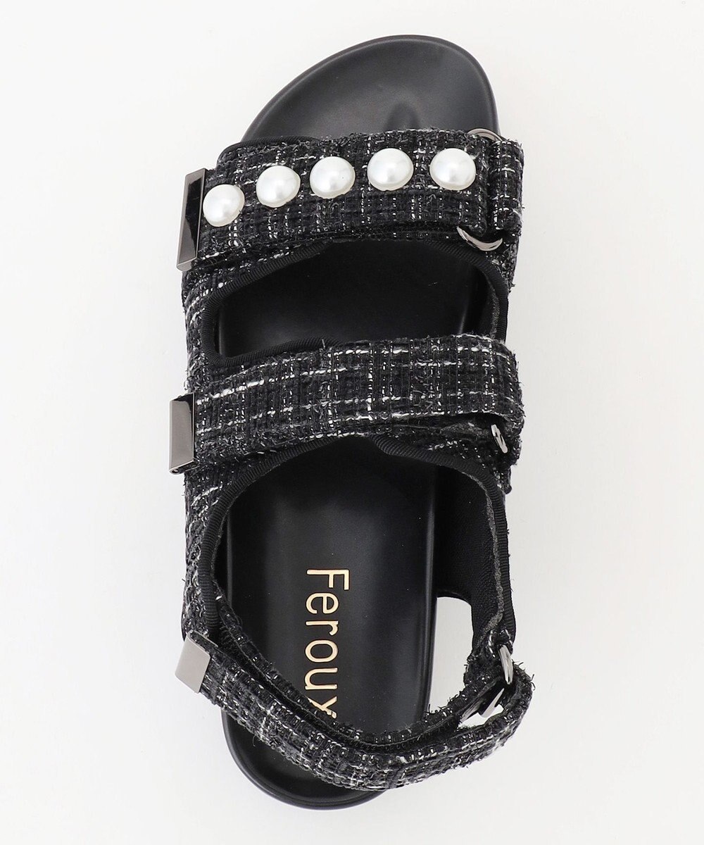 Feroux パールポイントツイード／キルティング サンダル 