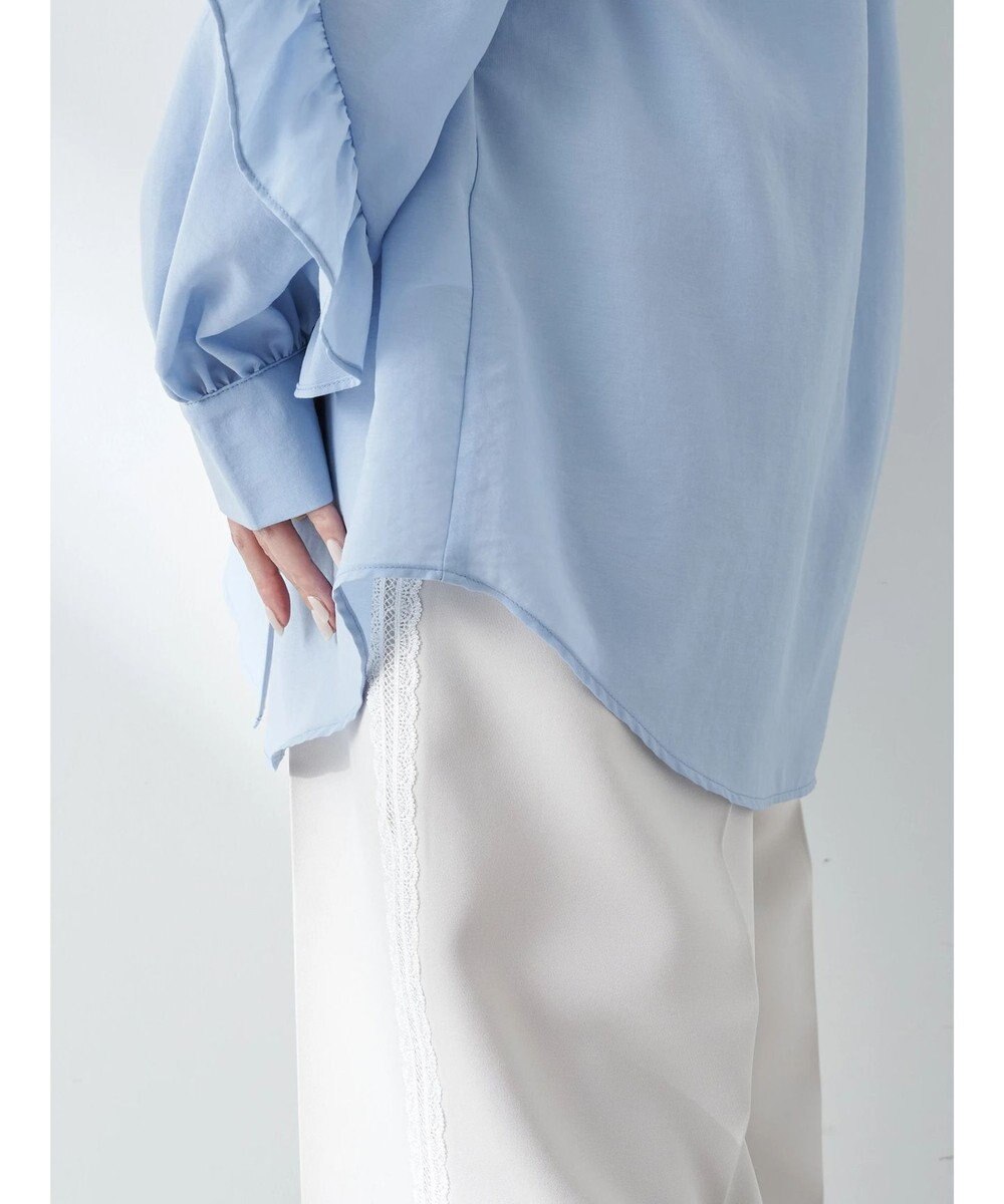 earth music&ecology フリルスリーブシャツ 