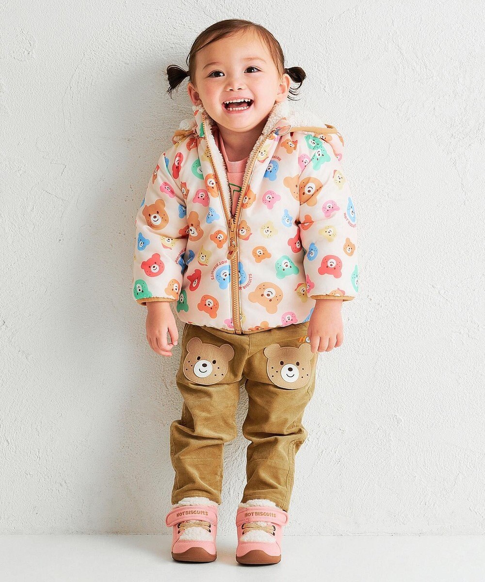 MIKI HOUSE HOT BISCUITS 【80-120cm】 カラフルビーンズ 裏ボアフリース リバーシブル総柄ジャンパー 