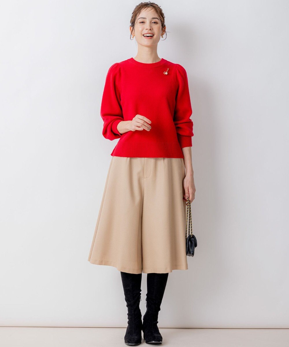 組曲 L 【WEB一部店舗限定】ウールジョーゼット キュロットパンツ 