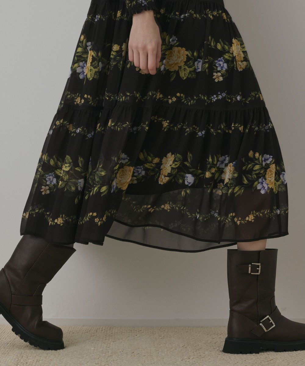 GRACE CONTINENTAL フラワープリントティアードワンピース 