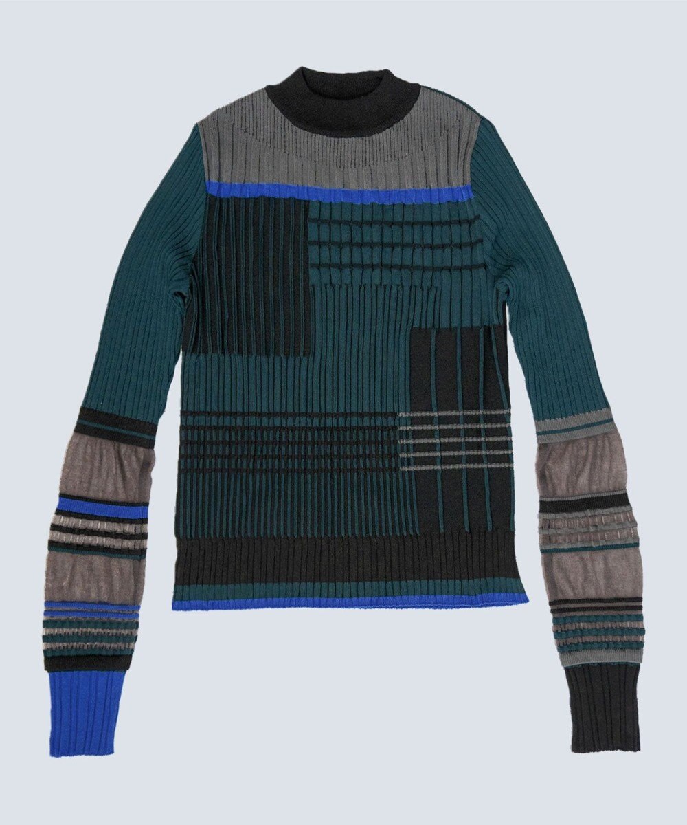 COQ CONCORD カラーブロックリブニット 