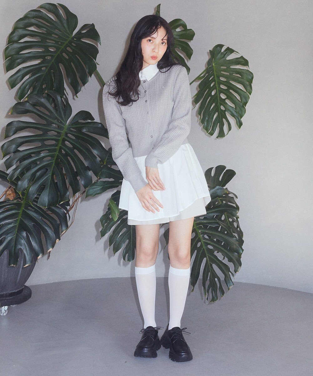 earth music&ecology ミニケーブルコンパクトカーディガン 