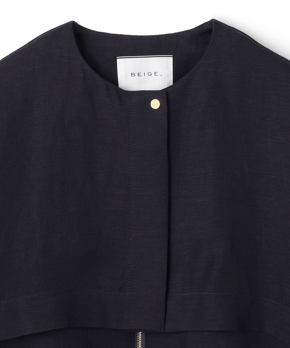 BEIGE， 【洗える】BERNARD / リネンノーカラーラップブルゾン 