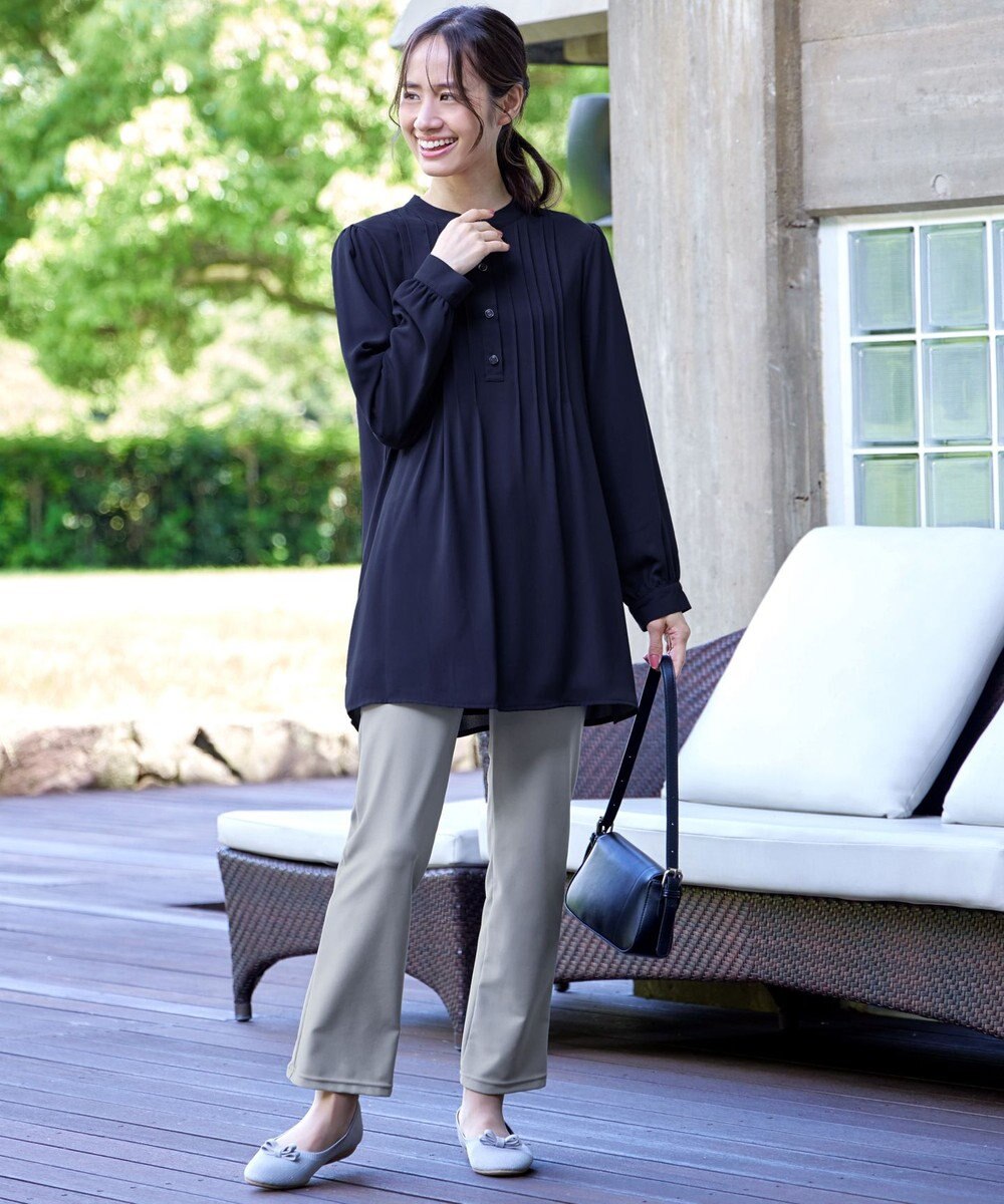 Tiaclasse 【スマート裏起毛・新色追加】 ピンタックシャツチュニック 