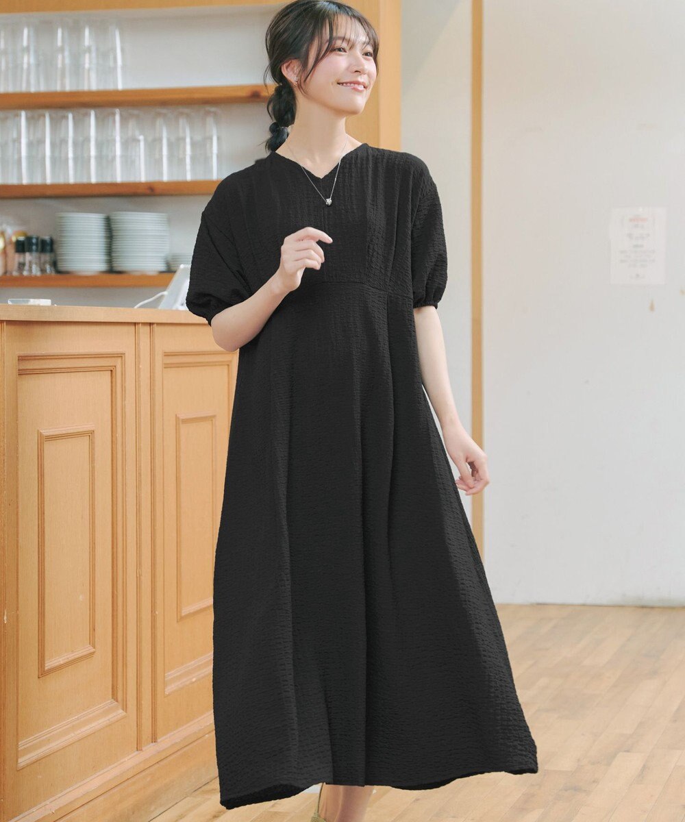 Tiaclasse L 【新色追加】ワッフルVネックワンピース 