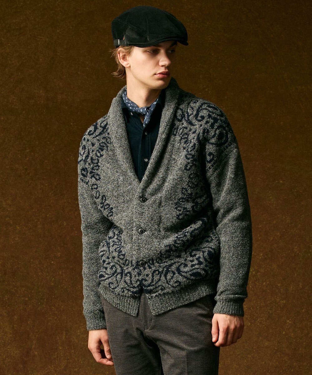 JOSEPH ABBOUD 【インポート素材/ソフトな肌触り/軽量】MOUSSE ペーズリー柄ショール カーディガン 