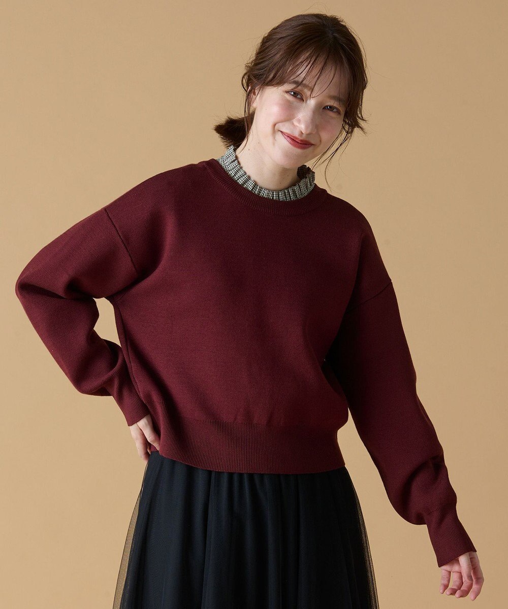 ANY L 【前後着用可能/洗濯機可】２WAYパールニットカーディガン 