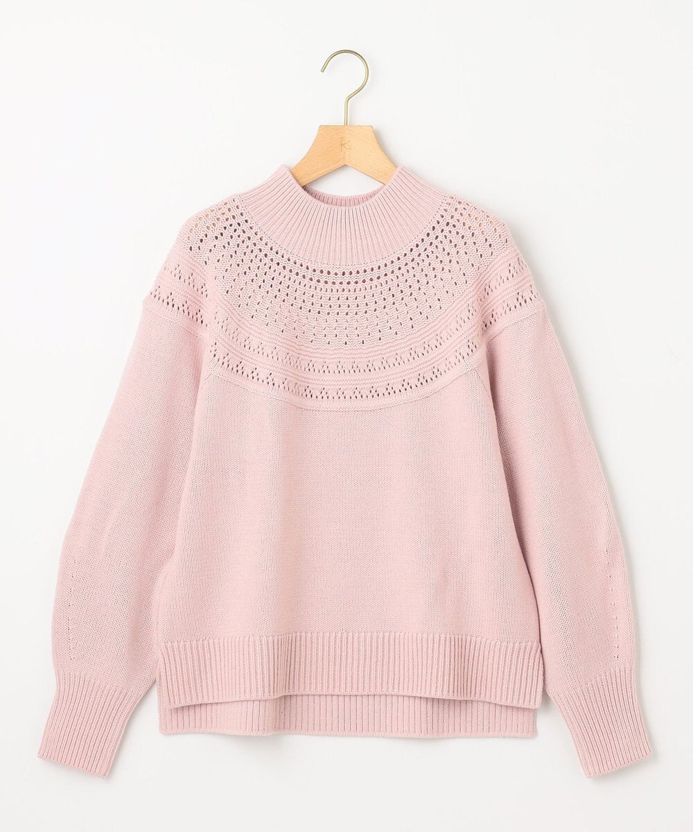 組曲 【WEB限定カラーあり】透かし編みバルキーハイネックニット 