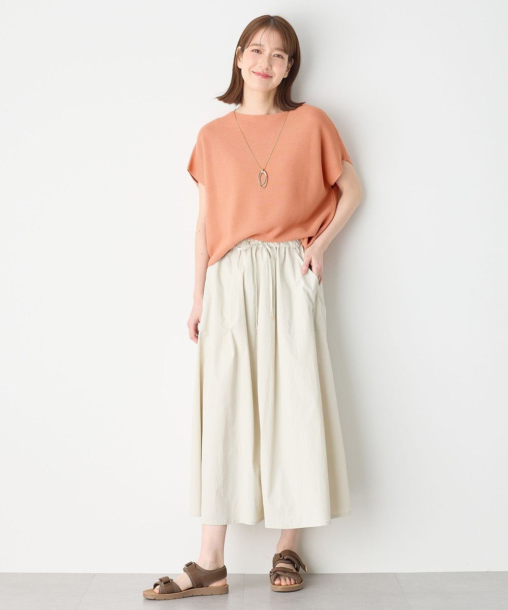 ANY 【洗濯機可/アンチピリング/UVカット】アクリルガーターフレンチスリーブニット 