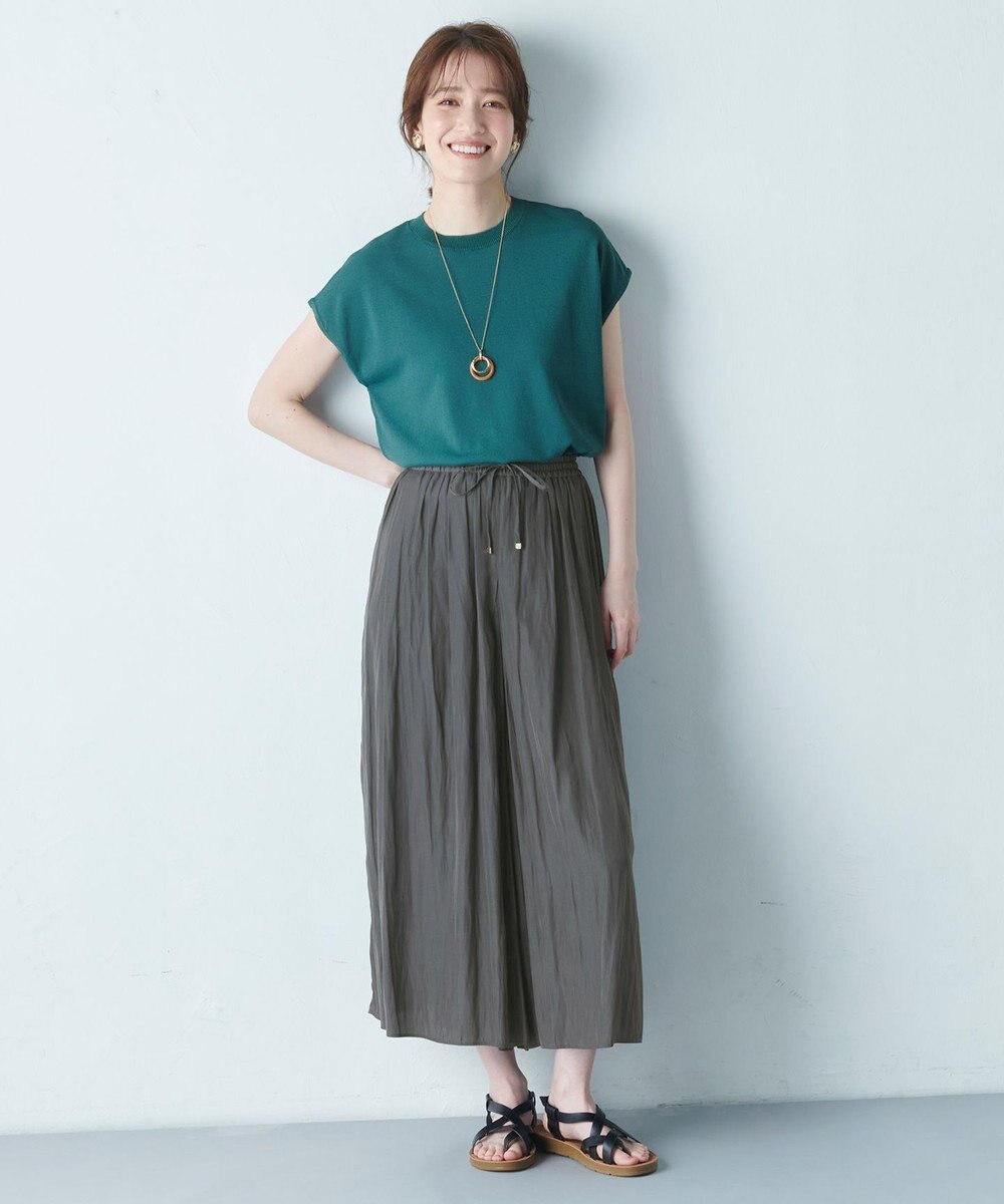 ANY 【UVケア/接触冷感/アンチピリング】クールタッチフレンチスリーブニット 