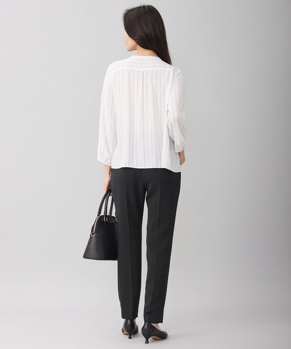 自由区 【洗える】バックサテンアムンゼンストライプ ブラウス 