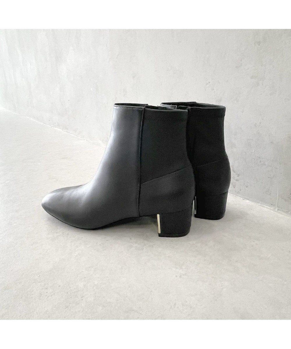 MODE ET JACOMO <MODE ET JACOMO>ストレッチレザースクエアトゥショートブーツ 