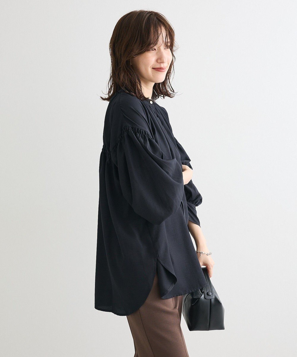 Green Parks ｅａｓｅ　ｂｌｕｅ．バックシャーリングブラウス 